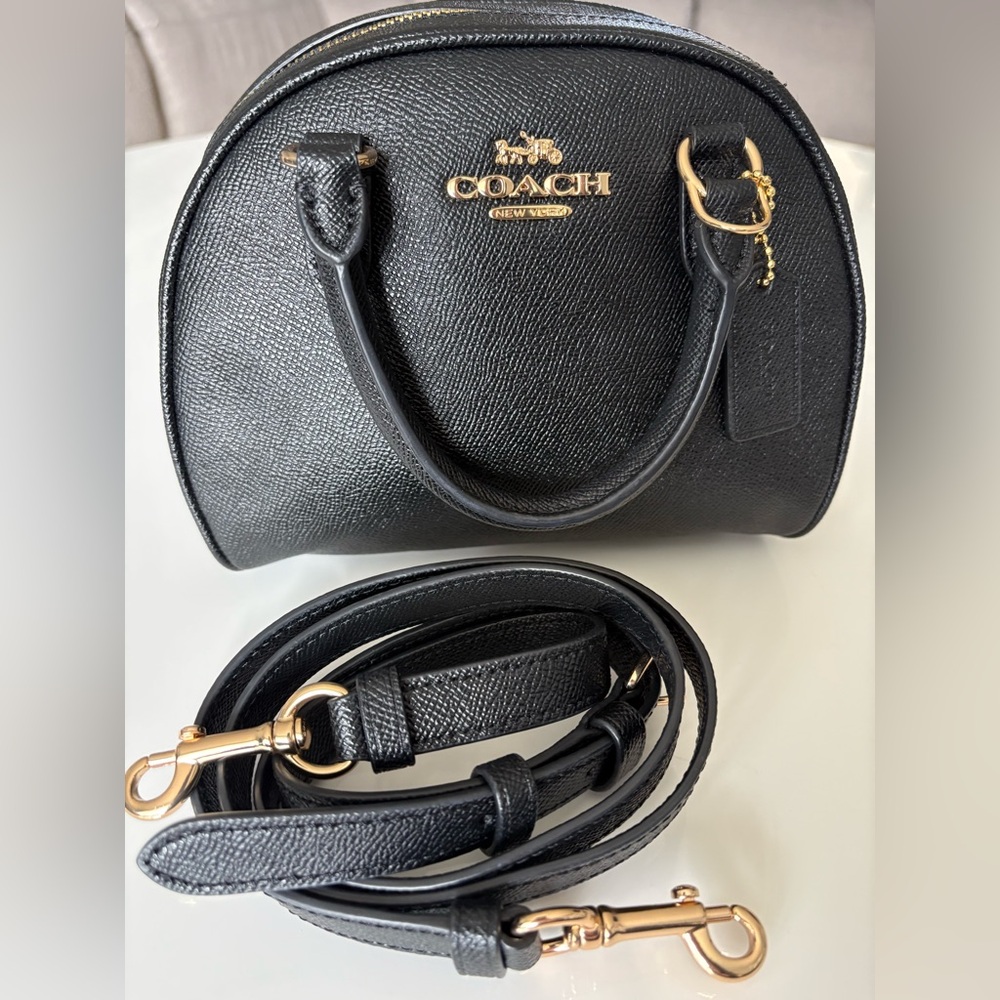 COACH Black Sydney Satchel with Detachable Strap